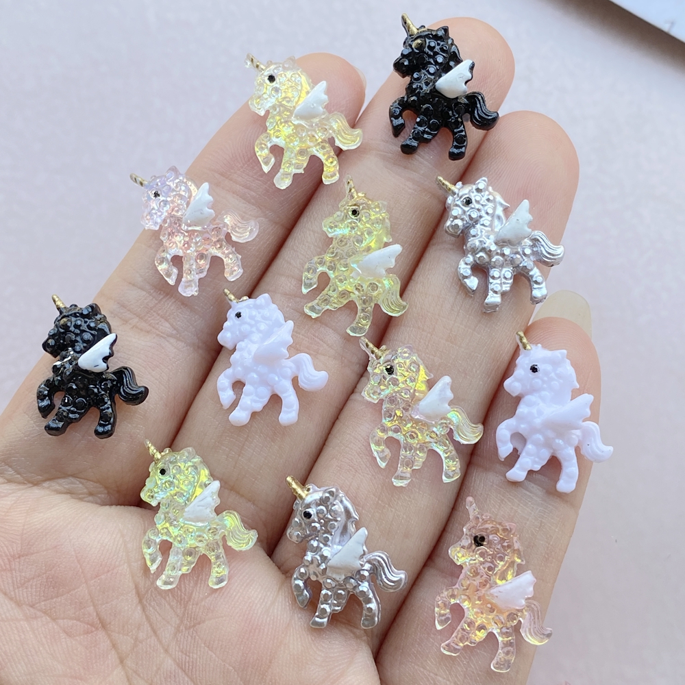 Art Craft Unicorn - 10Pcs Cute Mini Cartoon Unicorn Nail
