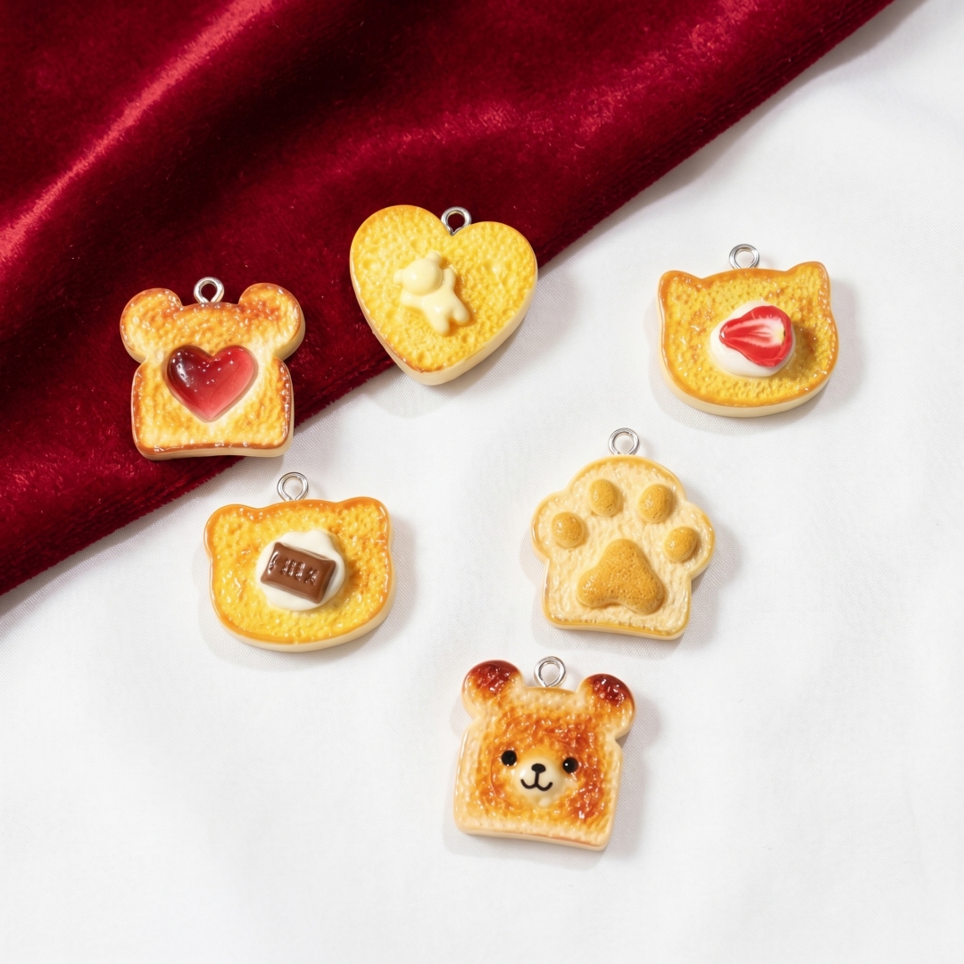 Art Craft Gifts - 10pcs Resin Plastic Bread Pendants Charms