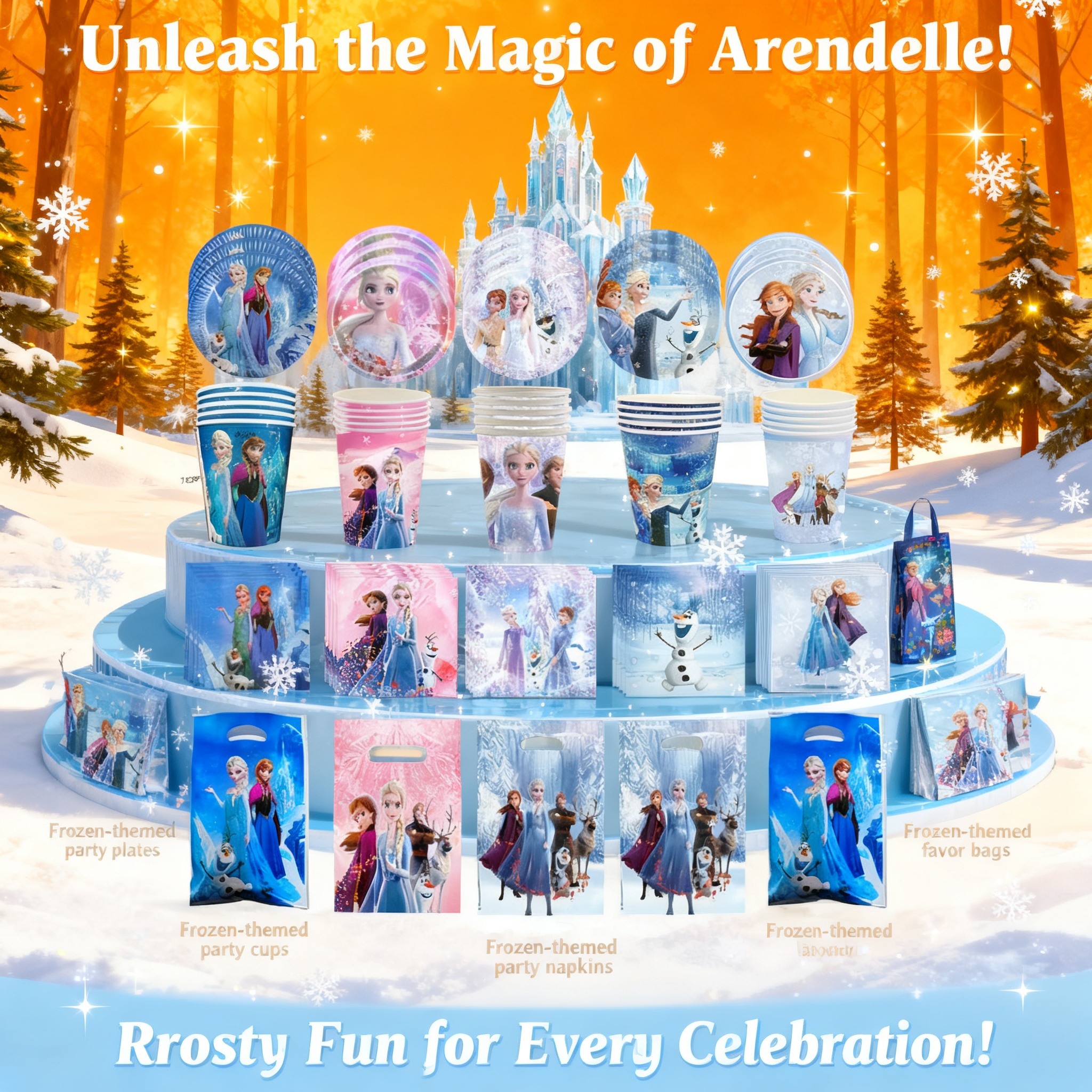 Origami Paper Set - Frozen Elsa Anna Olaf Birthday Party