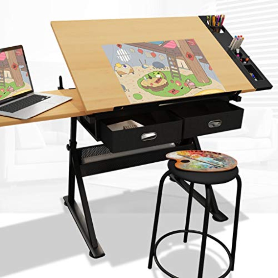 Art & Craft Supplies - Drafting Table with Storage Height Adjustable