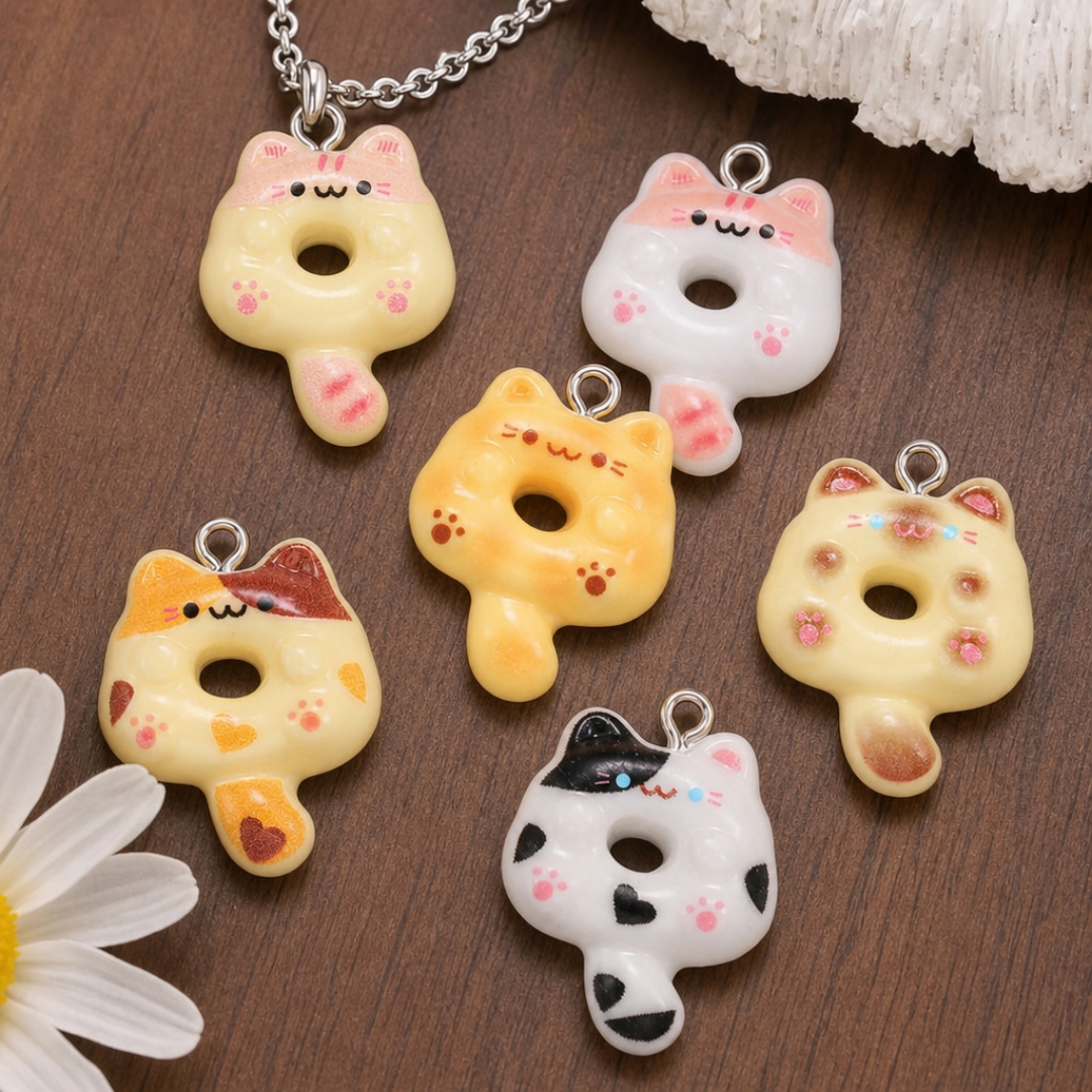Art Craft Gifts - 10Pcs Kawaii Cartoon Cat Resin Charms