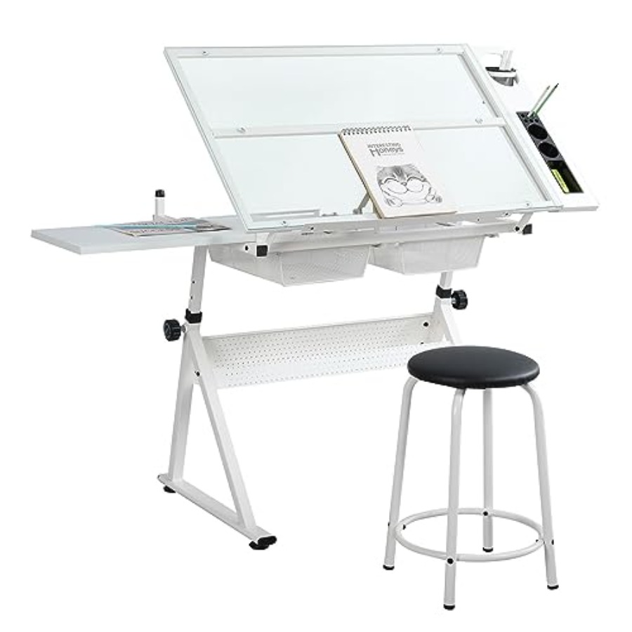 Art & Craft Supplies - Drafting Table with Stool Modern Adjustable