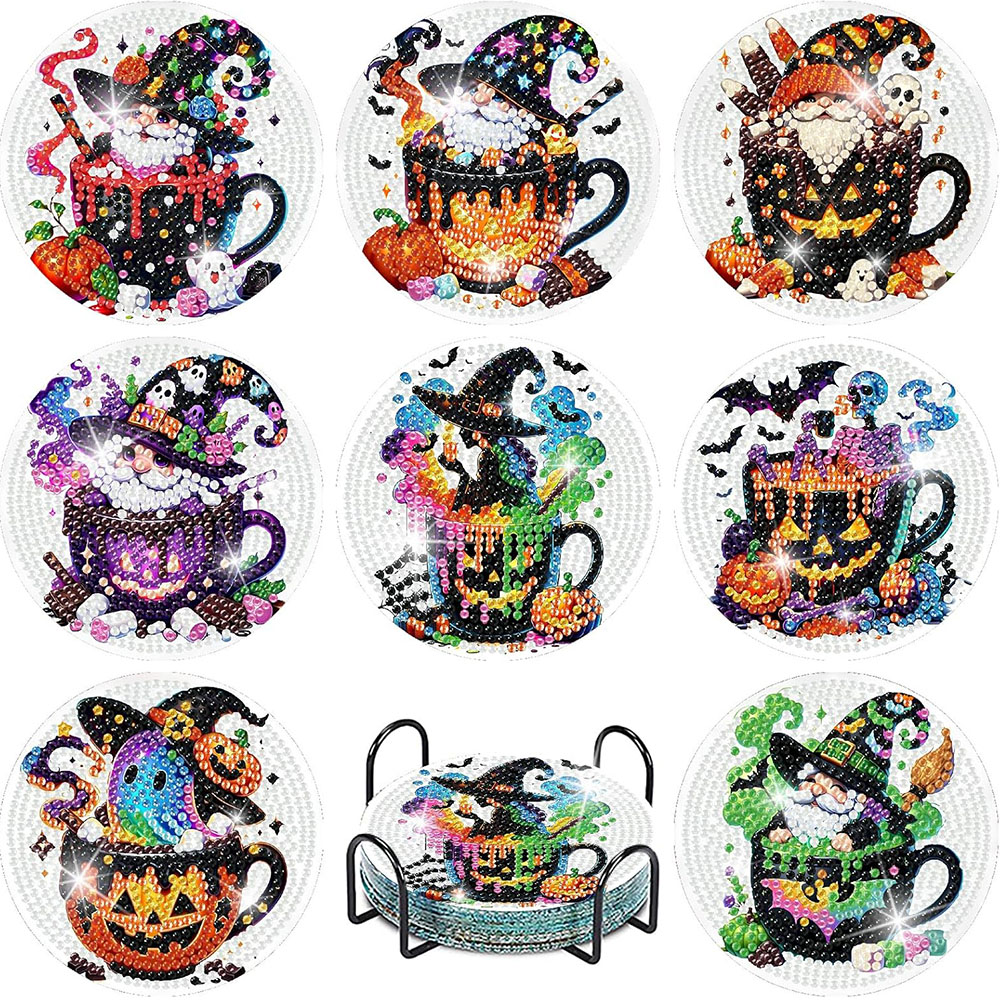 Art Craft Wood - 8PCS 5D Halloween Gnome Diamond Painting