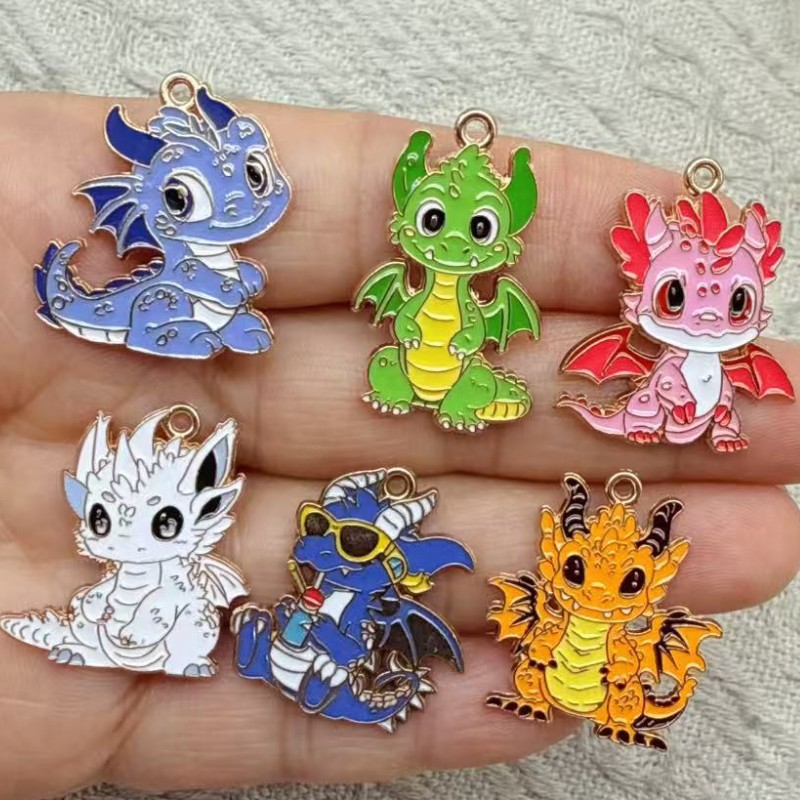 Dinosaur And Craft - 10pcs cartoon Dinosaur Charm Jewelry Accessories