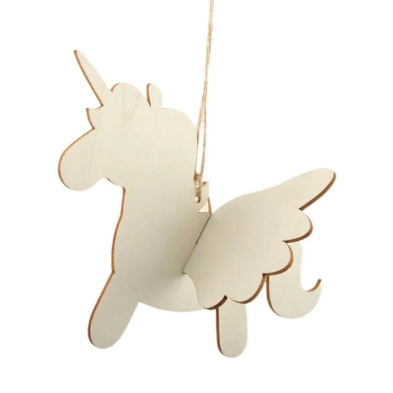 Art Craft Unicorn - 5pcs/lot Blank Wooden Hanging Ornaments Unfinished