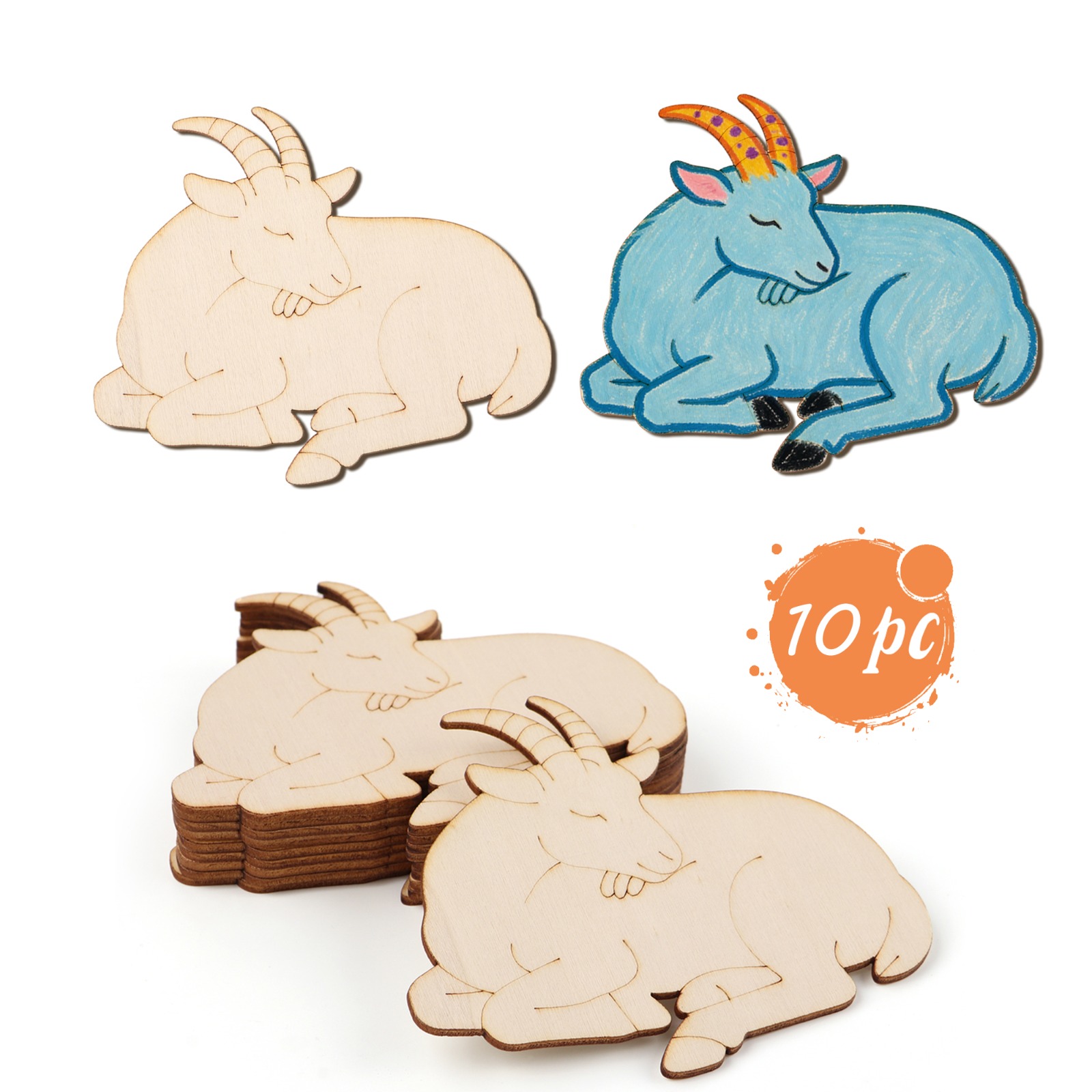 Art & Craft Supplies - 10pcs/set Unfinished Wood Sheep Animal Ornaments