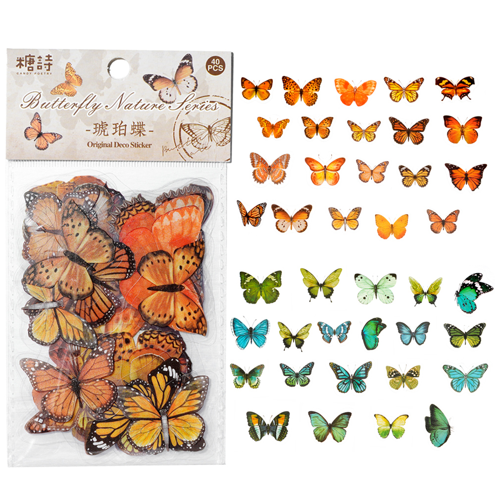 The Art And Craft Of Jewelry - 40pcs Colorful Butterfly Wings Stickers Epoxy