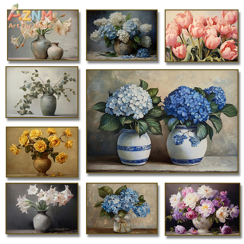 Art Craft Vase - AZNM Vintage Flower Vase Canvas Wall