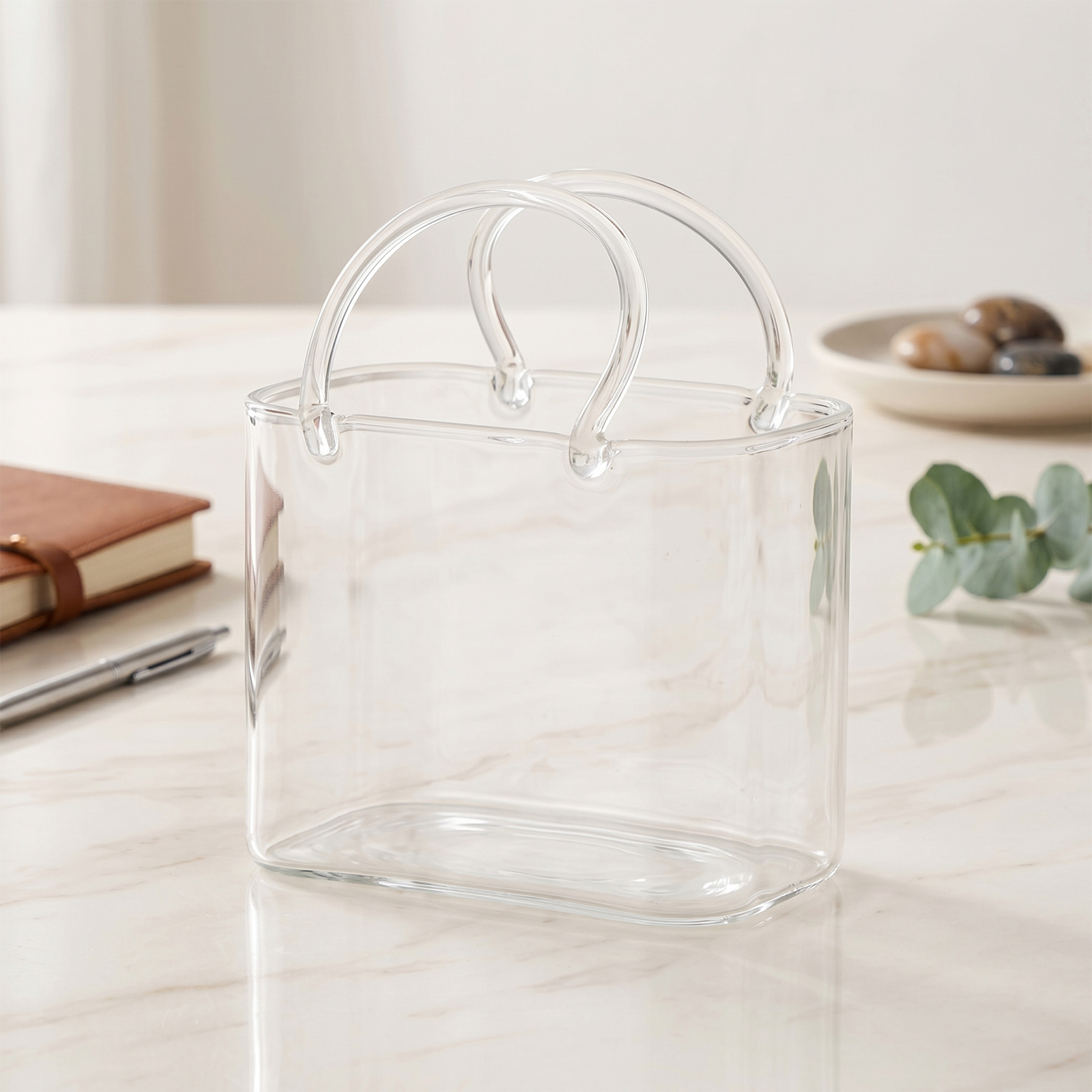 Glass Purse with Glass Straw C - Art Craft Vase のレビューと価格