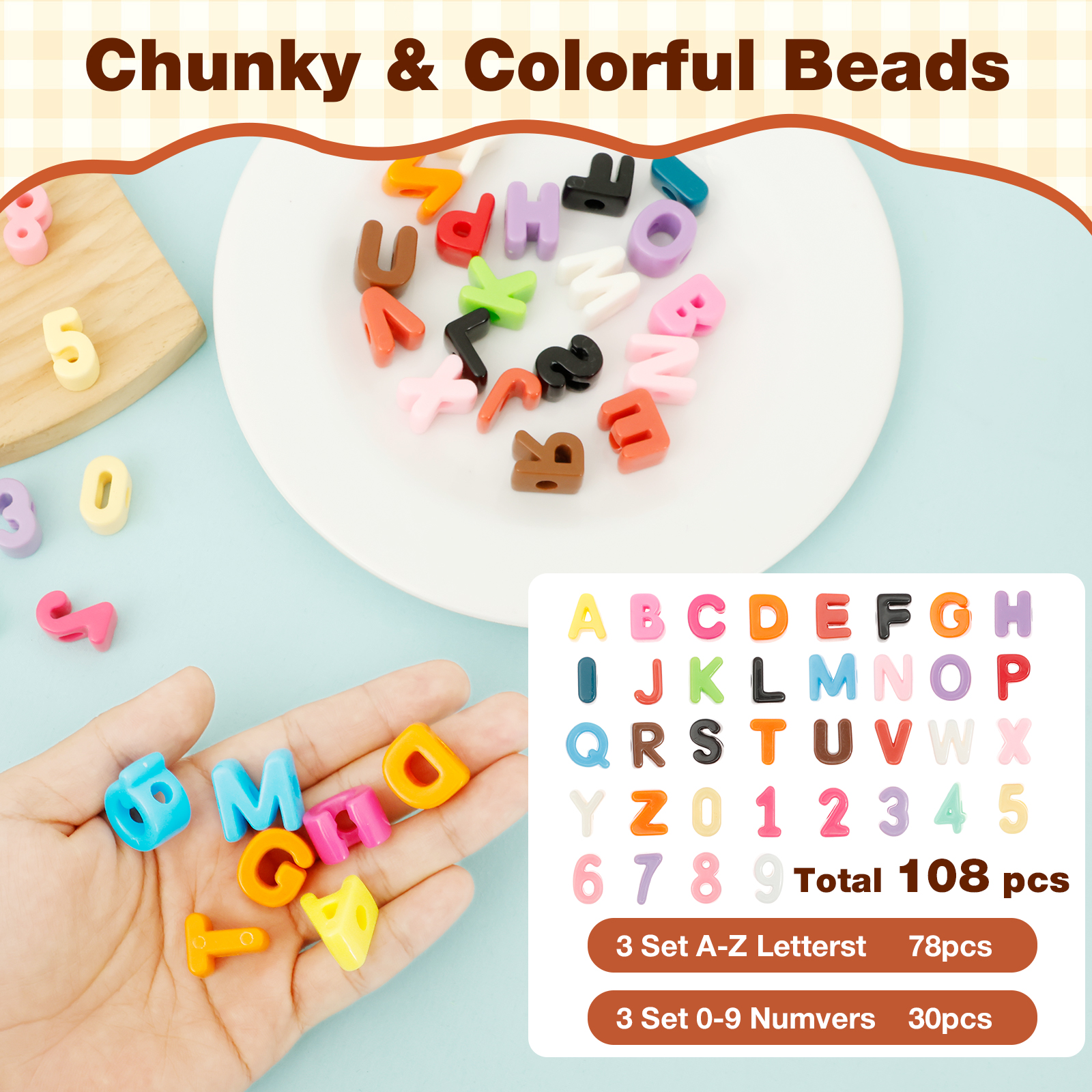 36/108Pcs 6mm Hole Chunky Acry - Art And Craft Letter Z のレビューと価格