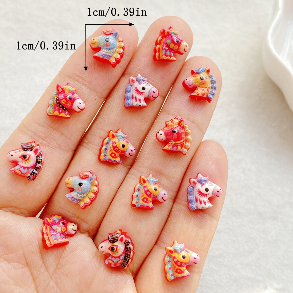 50pcs Resin Cute Mini Red Anim - Art Craft Unicorn のレビューと価格