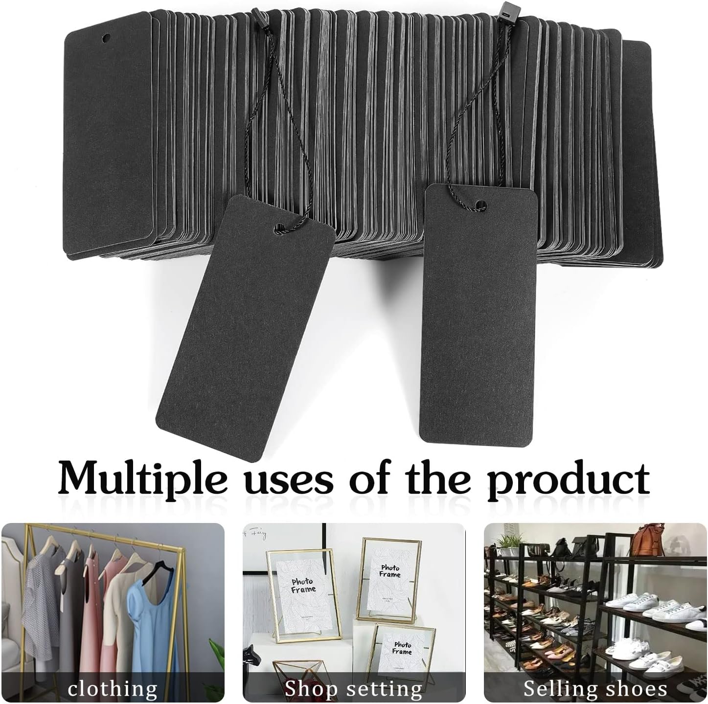 200 Black Paper Clothing Tags  - Art Craft Gifts のレビューと価格
