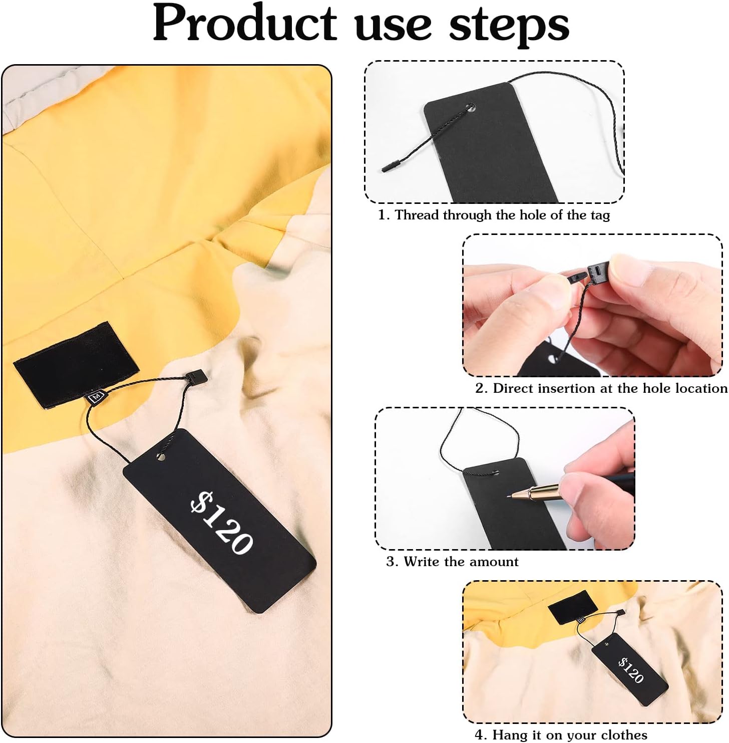 200 Black Paper Clothing Tags  - Art Craft Gifts のレビューと価格