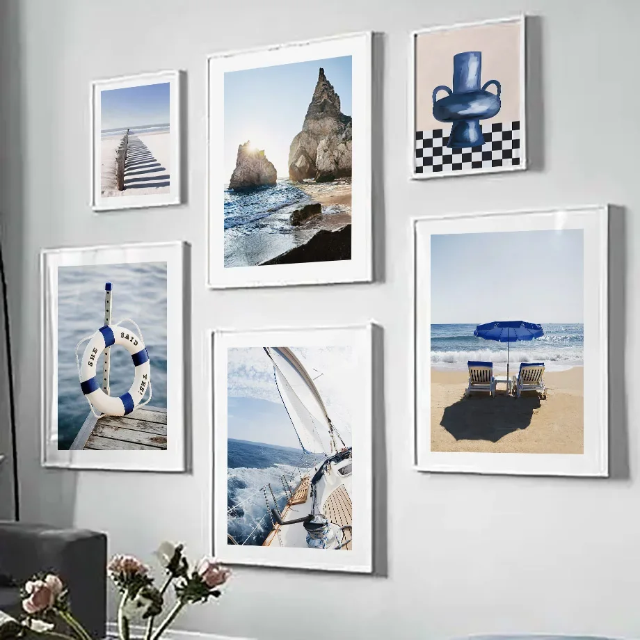 Blue Sea Sunshine Beach White  - Art Craft Vase のレビューと価格