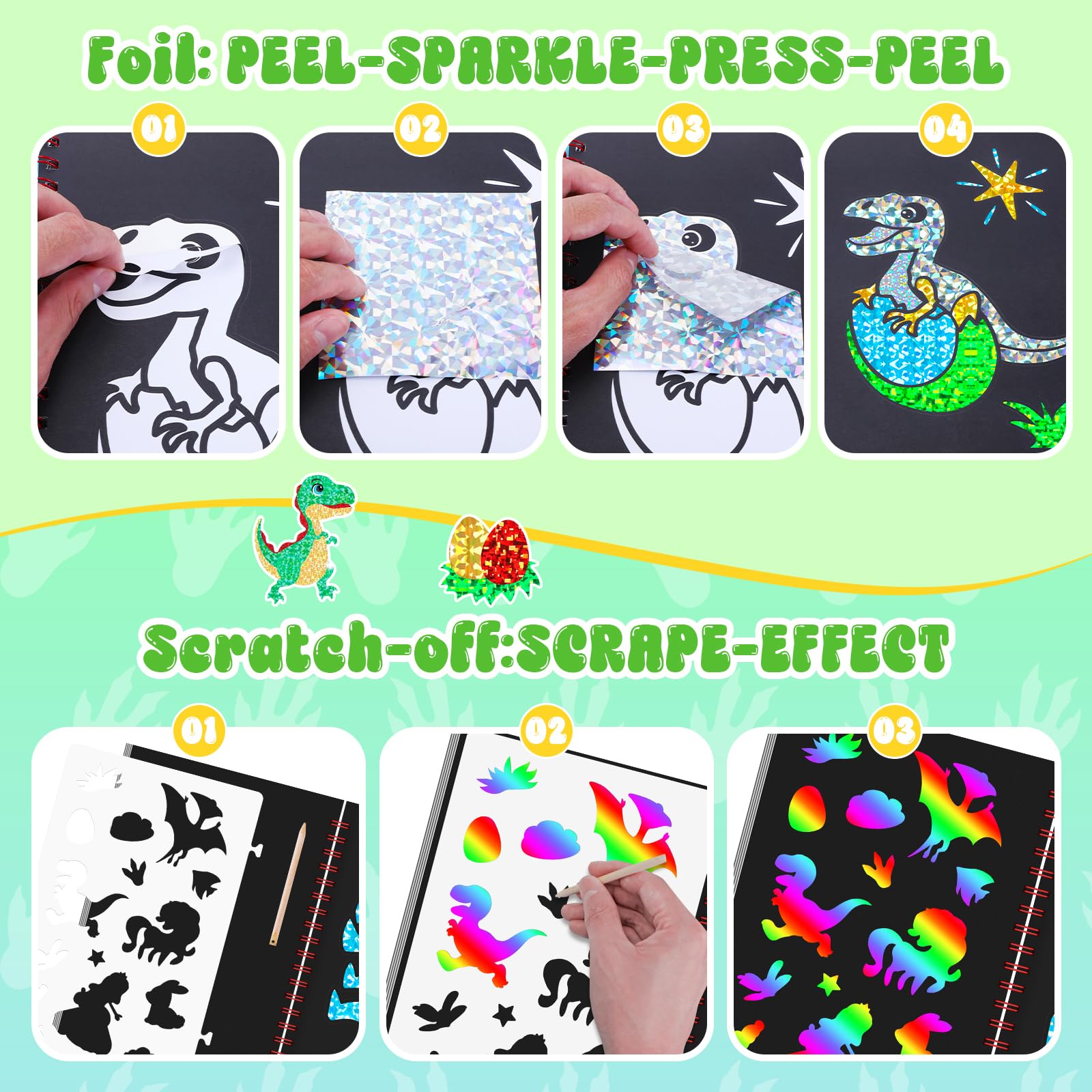 Dinosaur Scratch Art Book for  - Dinosaur And Craft のレビューと価格