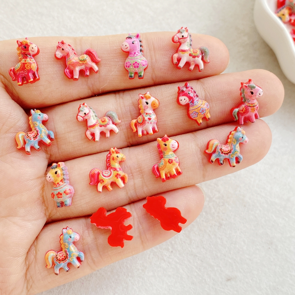 50pcs Resin Cute Mini Red Anim - Art Craft Unicorn のレビューと価格