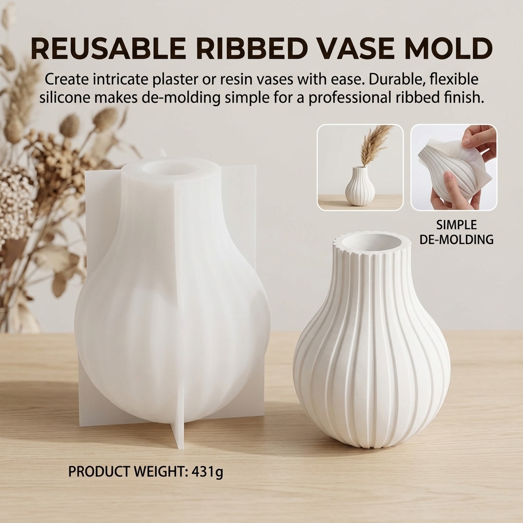 Silicone Vase Mold with Stripe - Art Craft Vase のレビューと価格