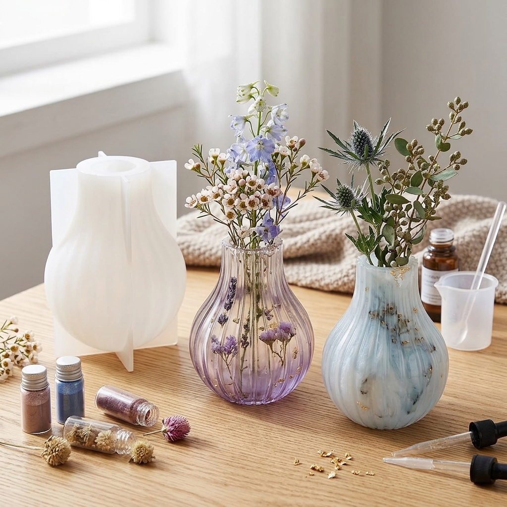 Silicone Vase Mold with Stripe - Art Craft Vase のレビューと価格