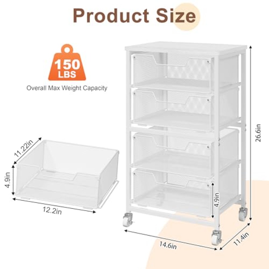4-Drawer Rolling Storage Cart  - Art Craft Usa のレビューと価格