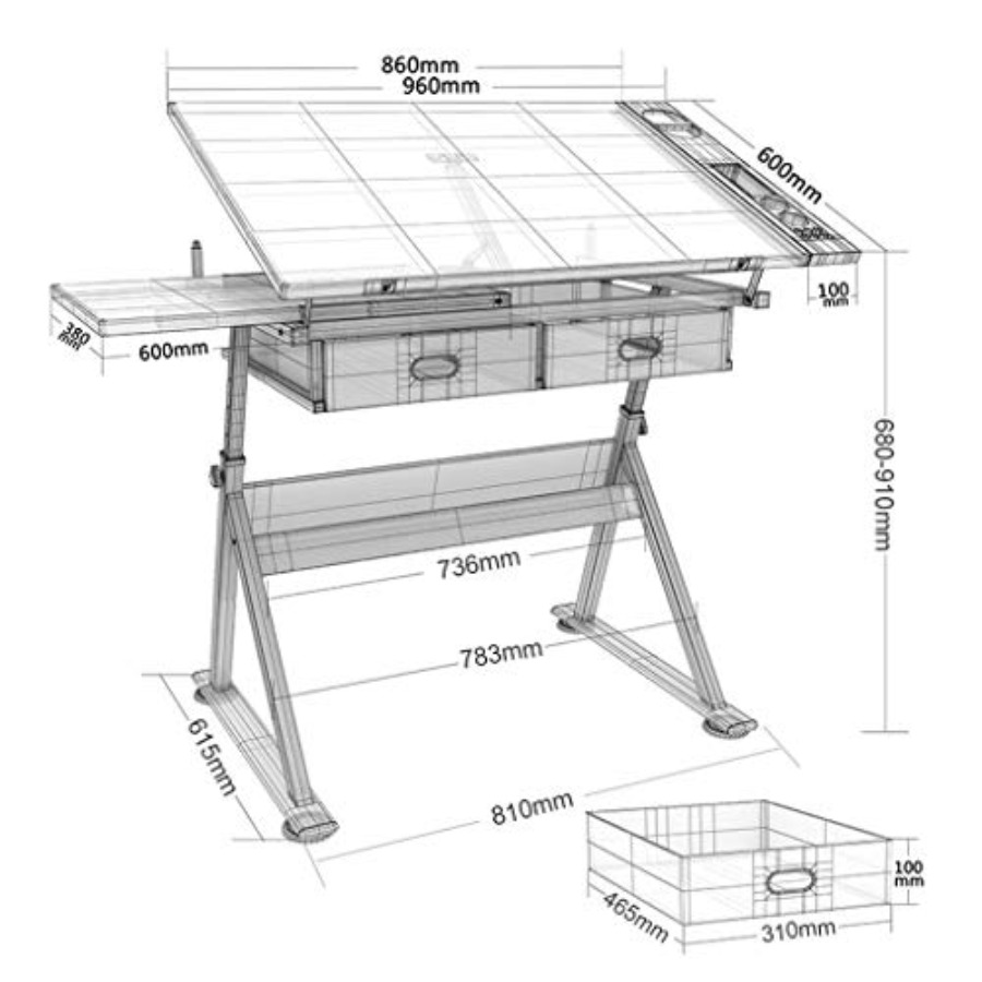 Drafting Table with Storage He - Art & Craft Supplies のレビューと価格