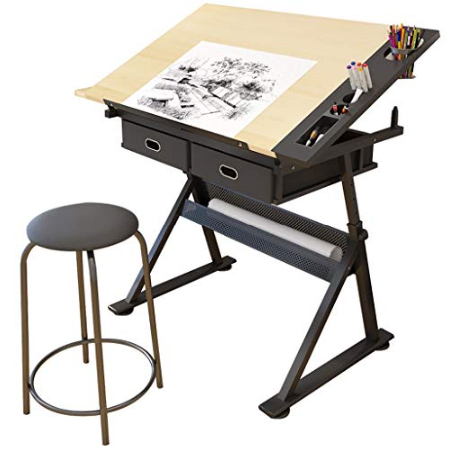 Drafting Table with Storage He - Art & Craft Supplies のレビューと価格