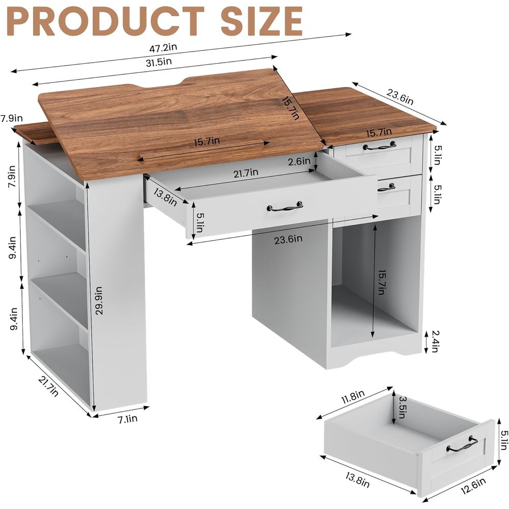 Adjustable Desk with Storage a - Art & Craft Supplies のレビューと価格