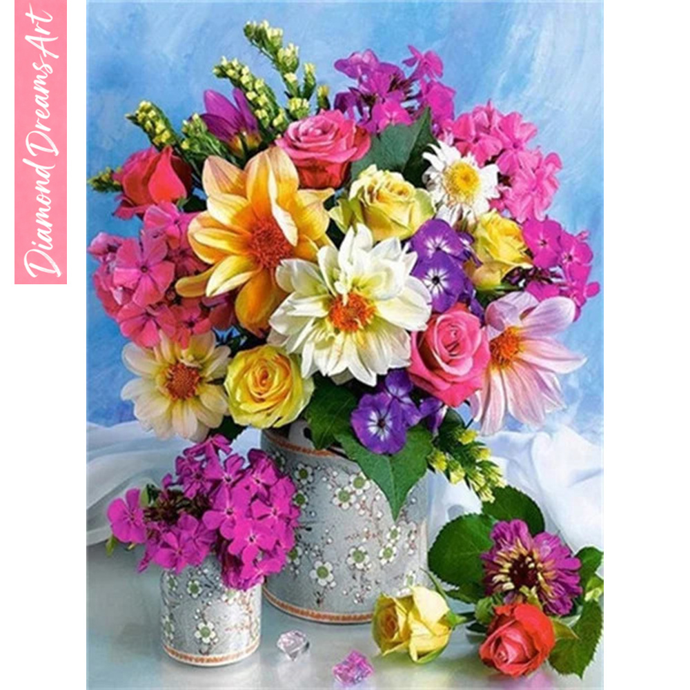 Full Diamond Mosaic Flower 5D  - Art Craft Vase のレビューと価格