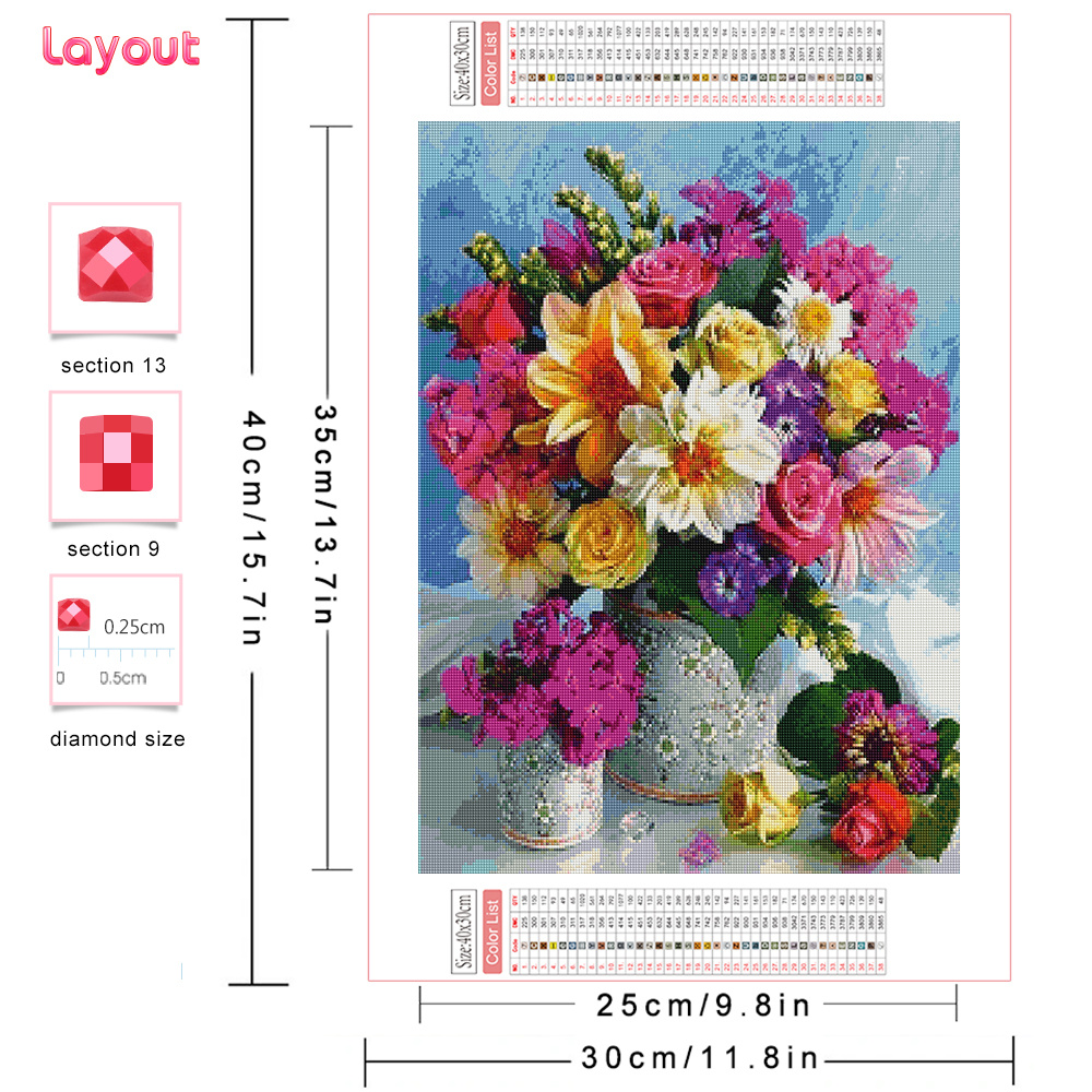 Full Diamond Mosaic Flower 5D  - Art Craft Vase のレビューと価格