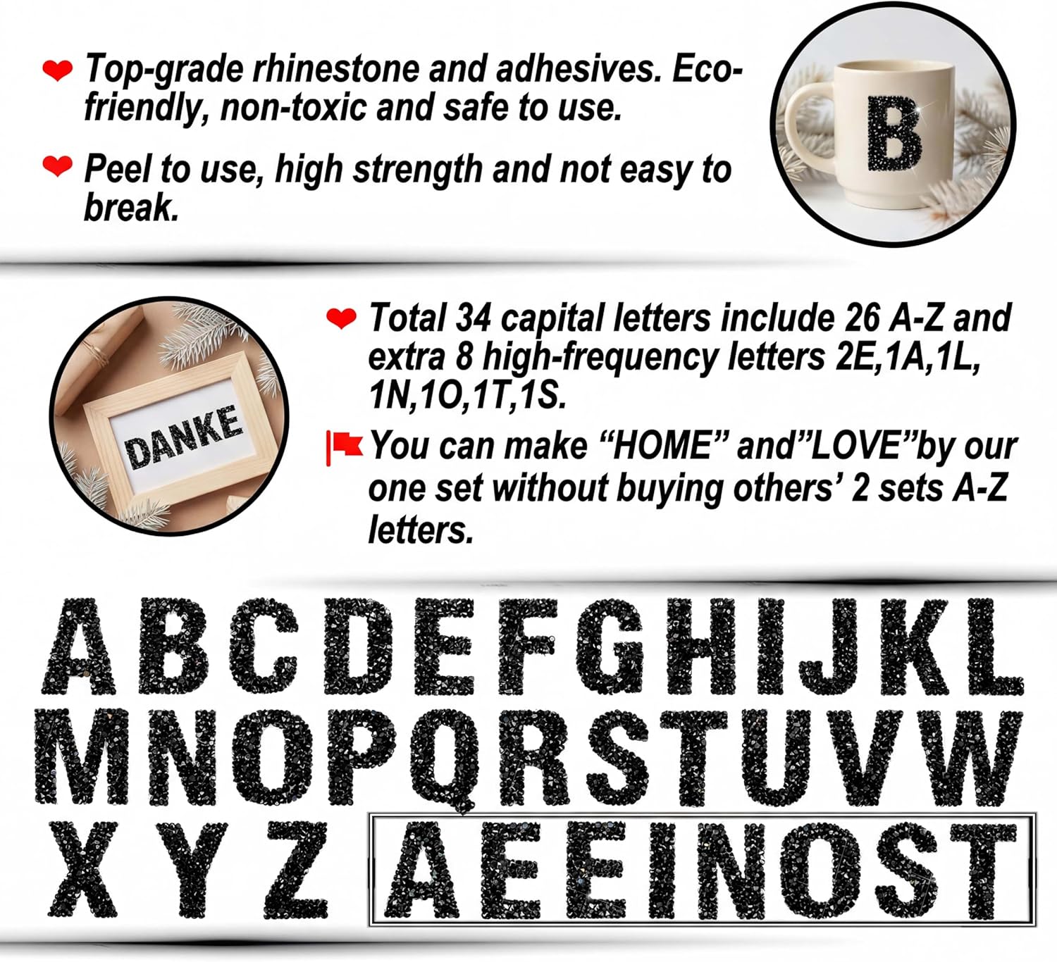 34Pcs Resin Rhinestone Alphabe - Art And Craft Letter Z のレビューと価格