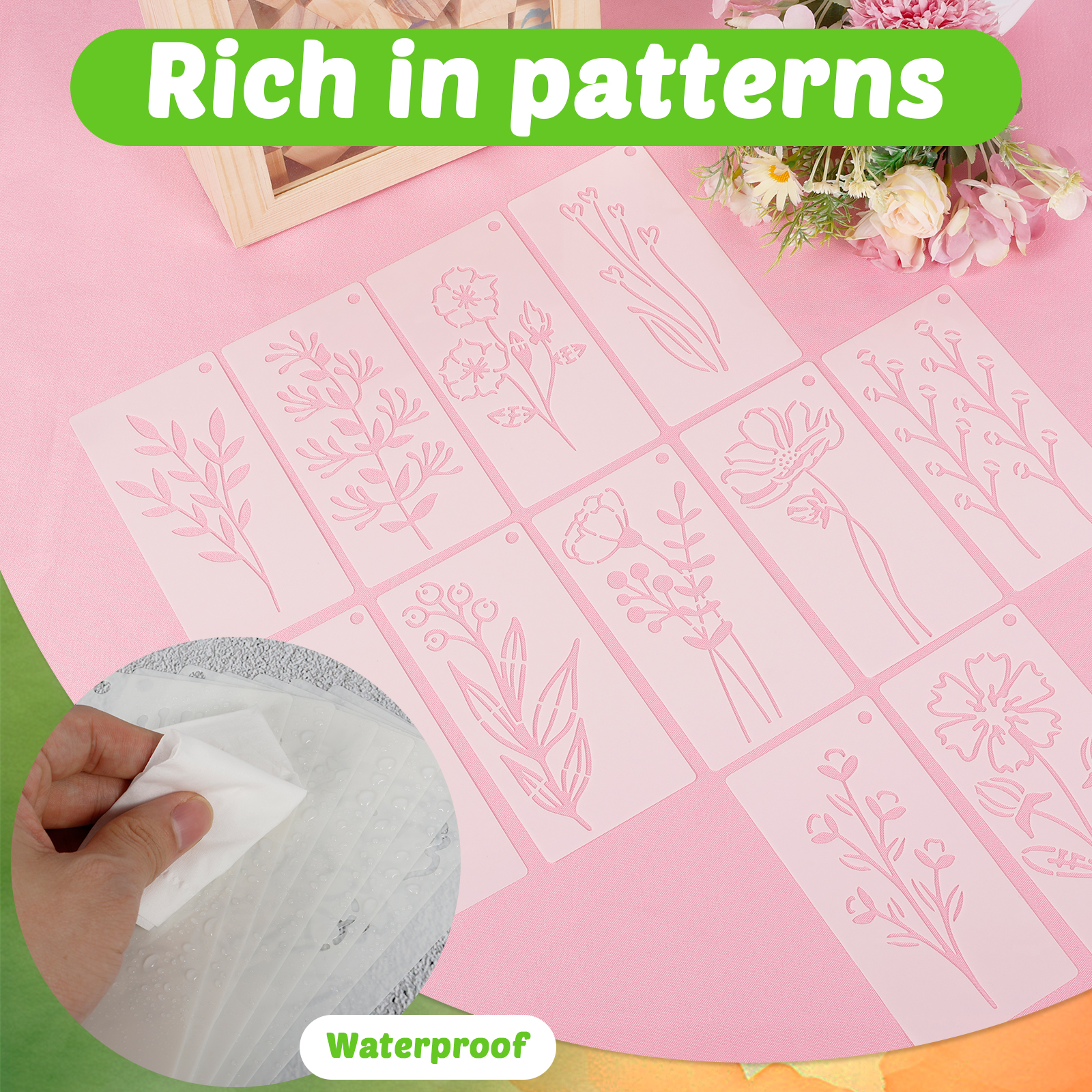 52PCS Flower Stencil Leaf Sten - Art Craft Notebook のレビューと価格