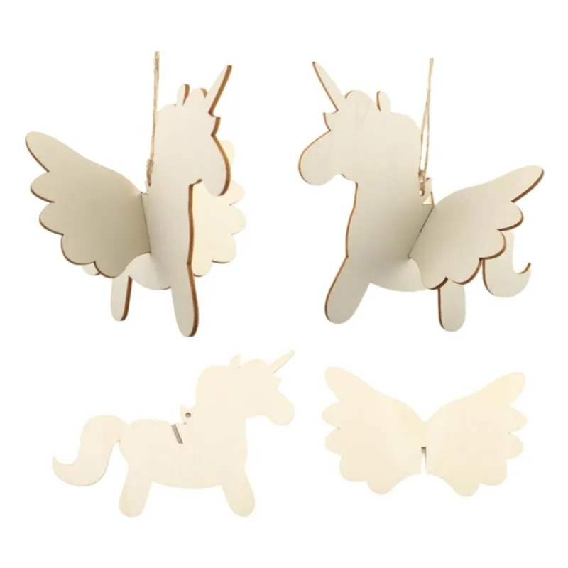 5pcs/lot Blank Wooden Hanging  - Art Craft Unicorn のレビューと価格
