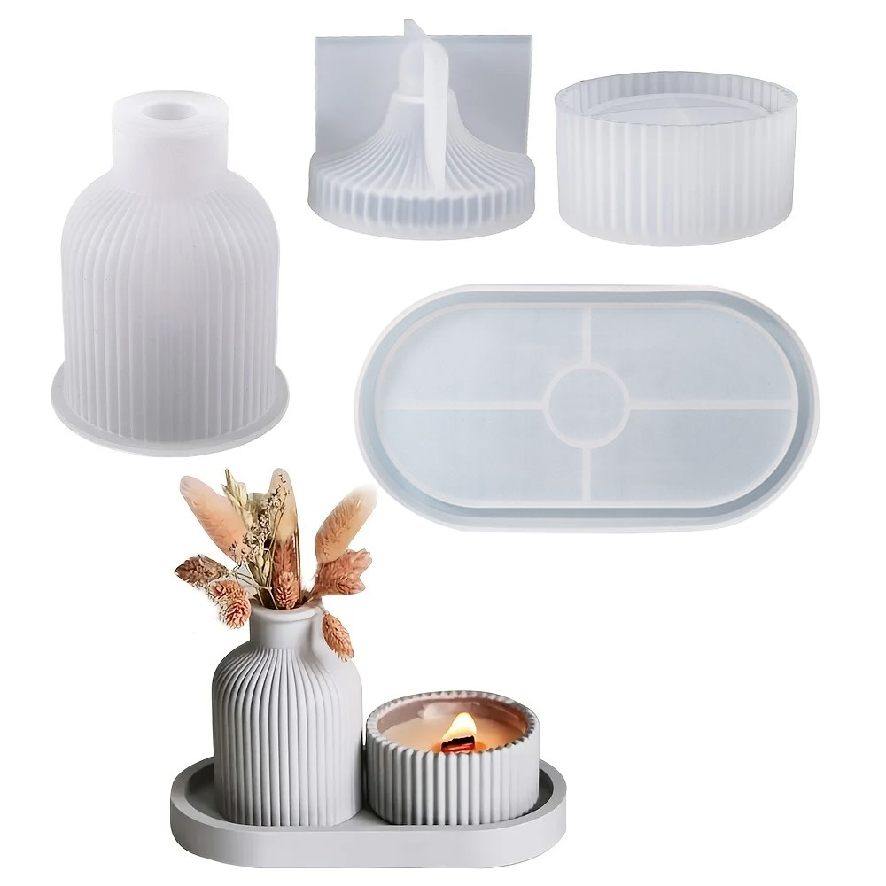 4pcs Silicone Molds Oval Tray  - Art Craft Vase のレビューと価格