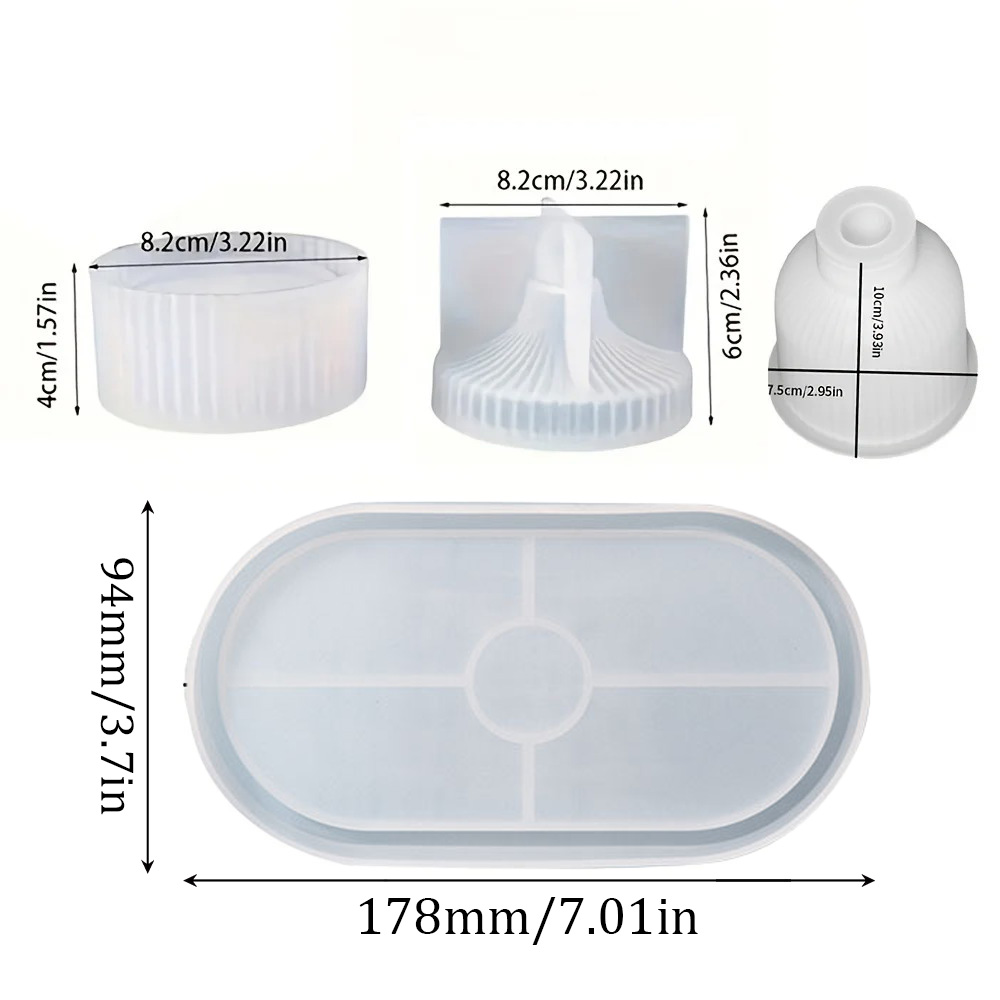 4pcs Silicone Molds Oval Tray  - Art Craft Vase のレビューと価格