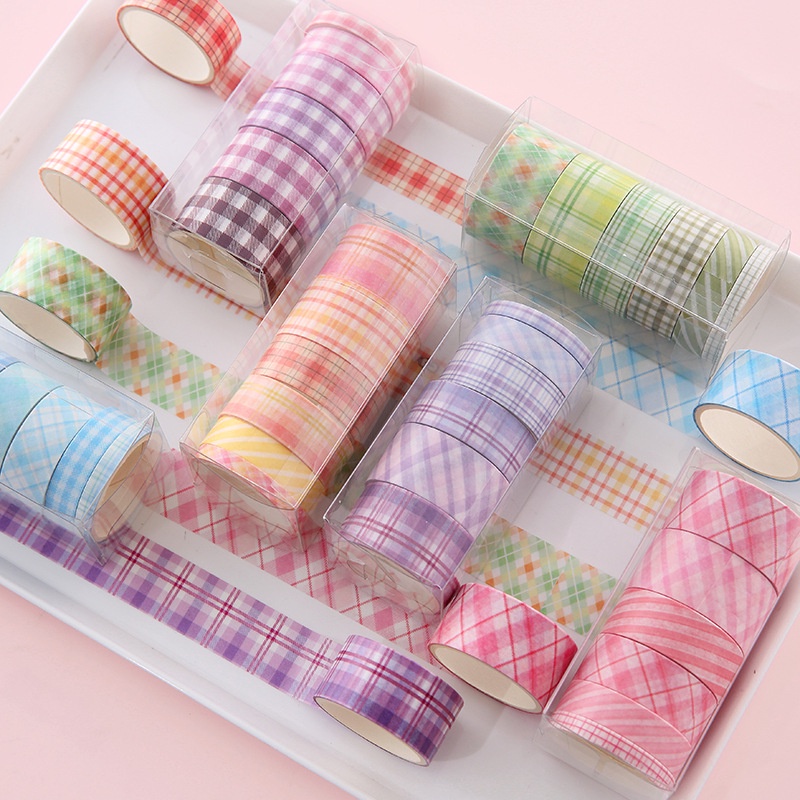 6 Rolls Plaid Texture Washi Ta - Art Craft Notebook のレビューと価格