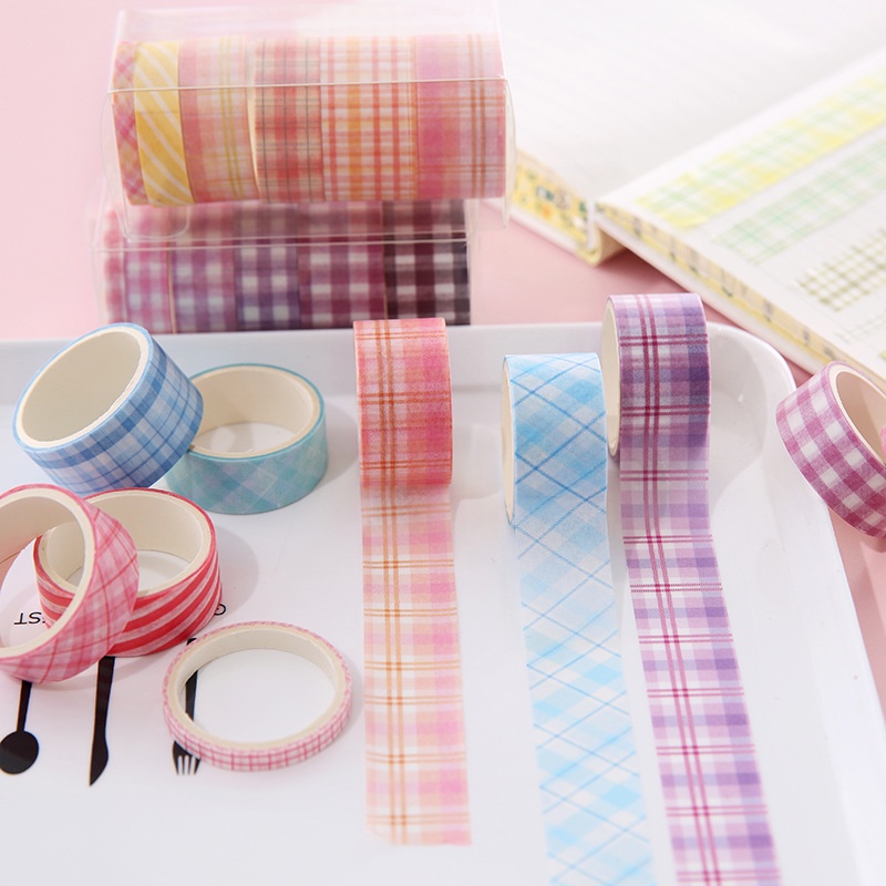 6 Rolls Plaid Texture Washi Ta - Art Craft Notebook のレビューと価格