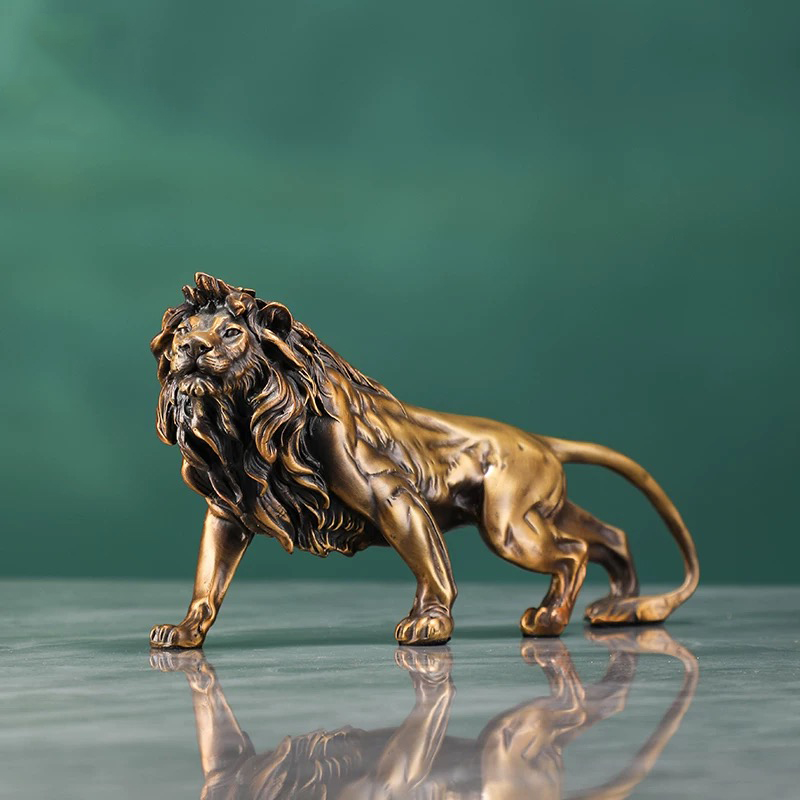 Copper Lion Sculpture Ornament - Art Craft Lion のレビューと価格