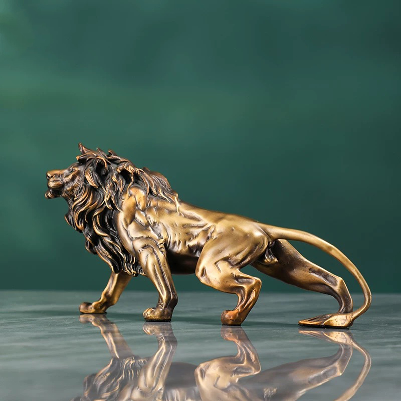 Copper Lion Sculpture Ornament - Art Craft Lion のレビューと価格