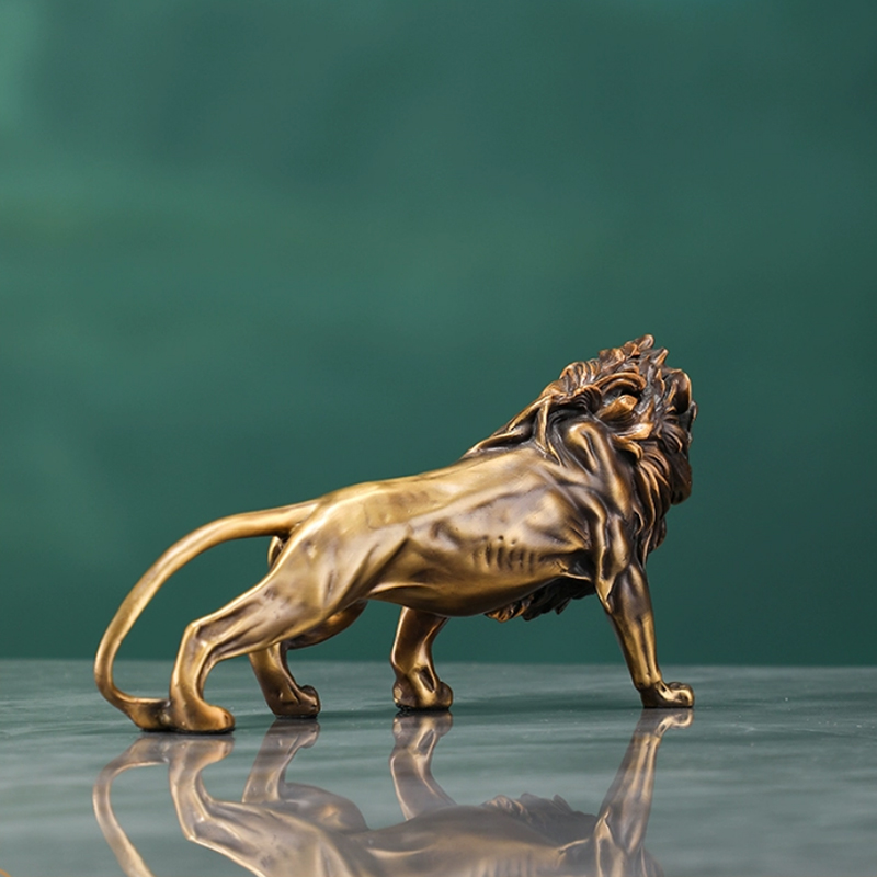 Copper Lion Sculpture Ornament - Art Craft Lion のレビューと価格