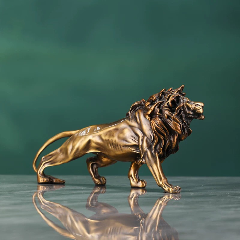 Copper Lion Sculpture Ornament - Art Craft Lion のレビューと価格
