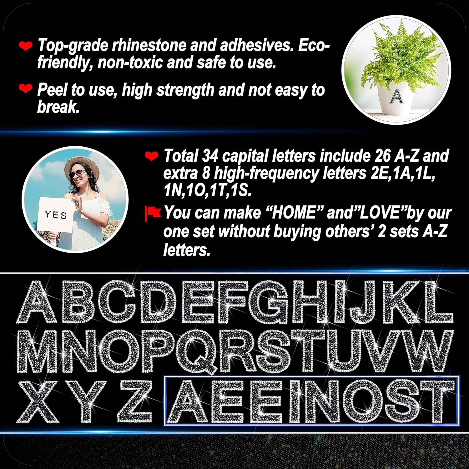 34Pcs Rhinestone Letter Sticke - Art And Craft Letter Z のレビューと価格