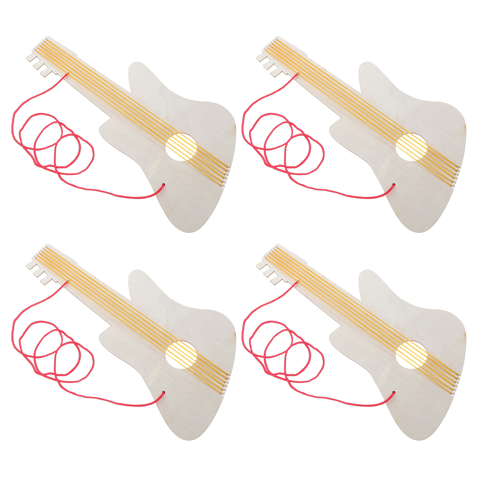 4Sets DIY Unpainted Wooden Gui - Art Craft For Kindergarten のレビューと価格