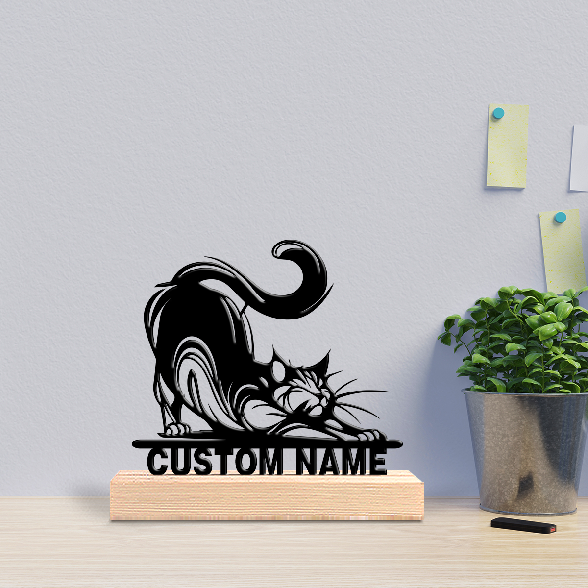 1pc Modern CAT Custom Text Met - Art Craft Gifts のレビューと価格