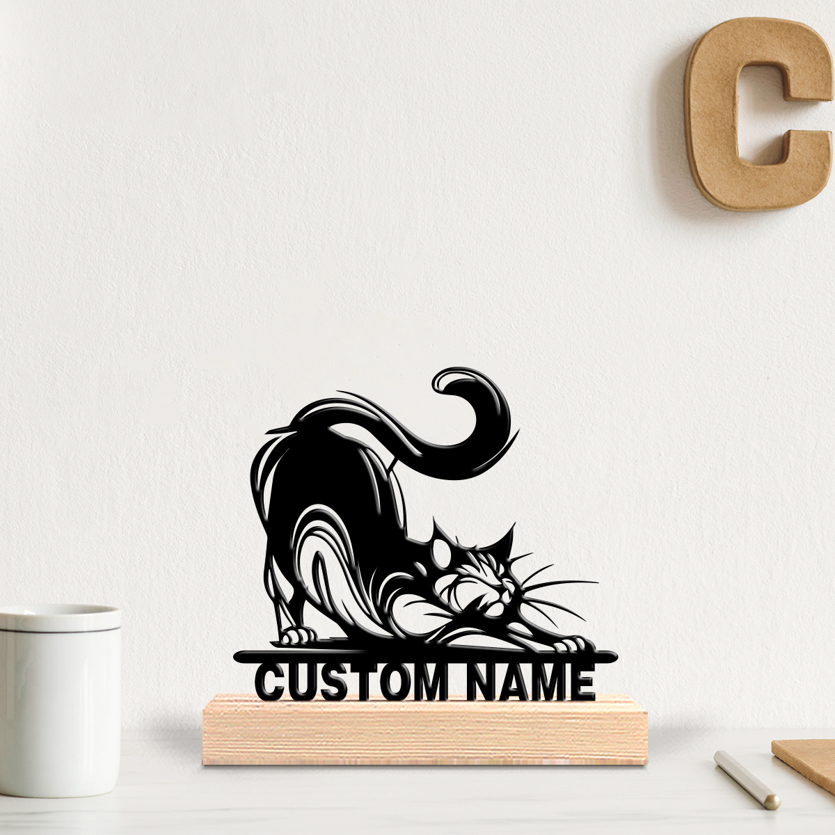 1pc Modern CAT Custom Text Met - Art Craft Gifts のレビューと価格