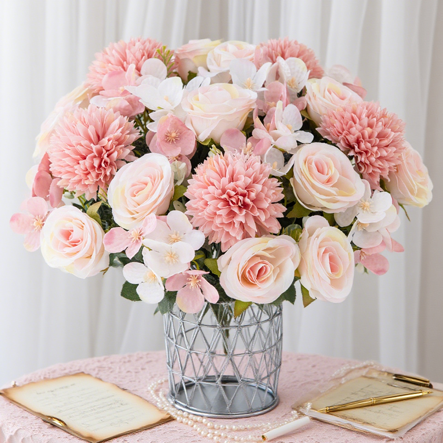 1/4pcs Artificial Flower Rose  - Art Craft Vase のレビューと価格