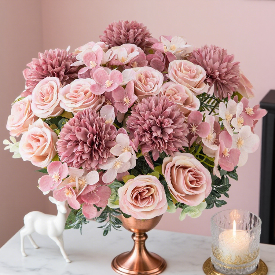 1/4pcs Artificial Flower Rose  - Art Craft Vase のレビューと価格