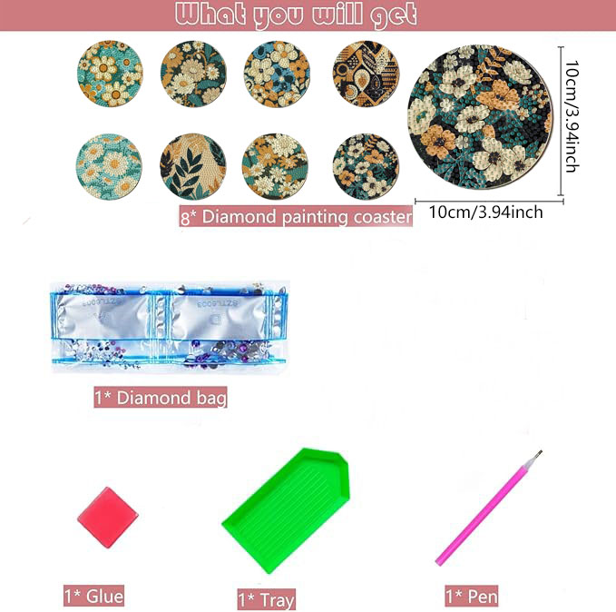 8 pieces DIY diamond Painting  - Art Craft Wood のレビューと価格