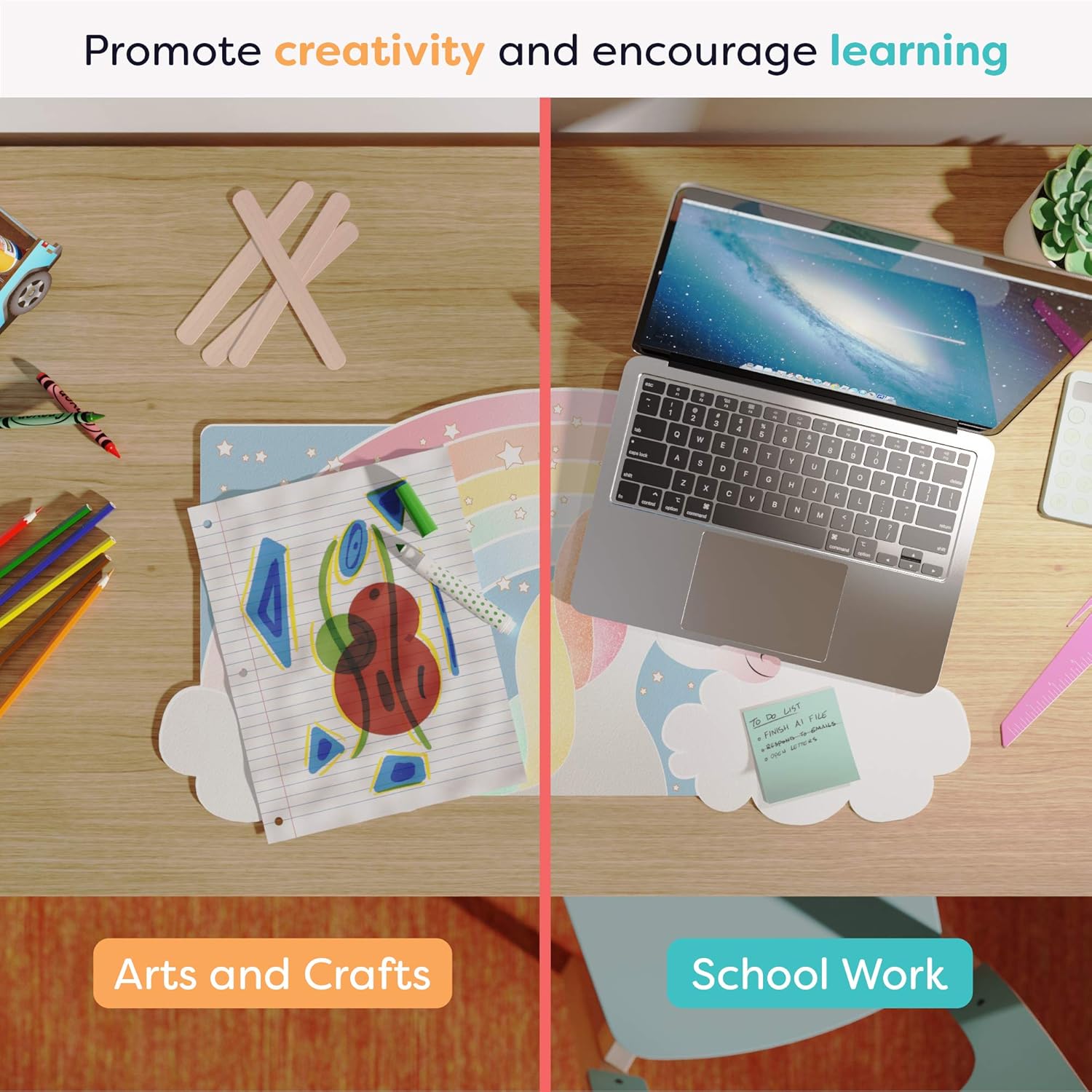 Unicorn Kids Desk Mat for Scho - Art Craft Unicorn のレビューと価格