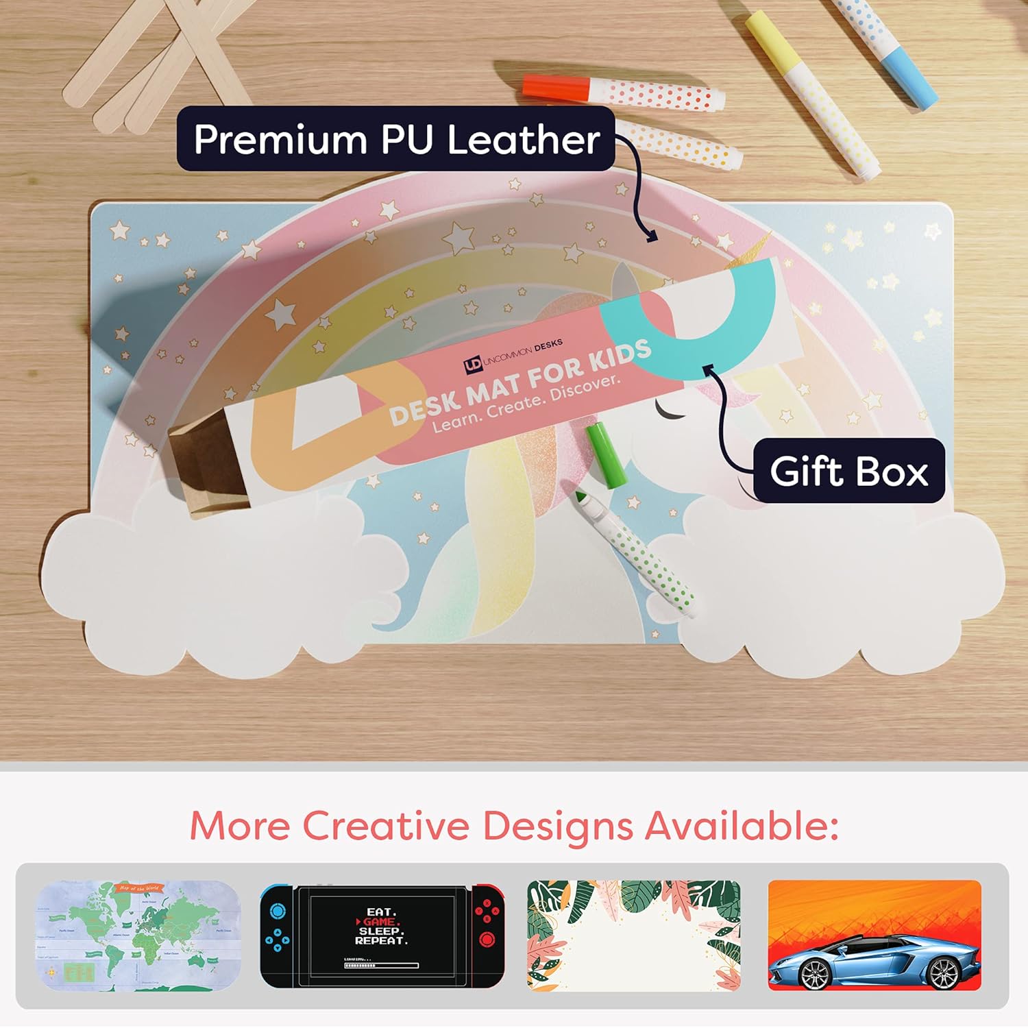 Unicorn Kids Desk Mat for Scho - Art Craft Unicorn のレビューと価格